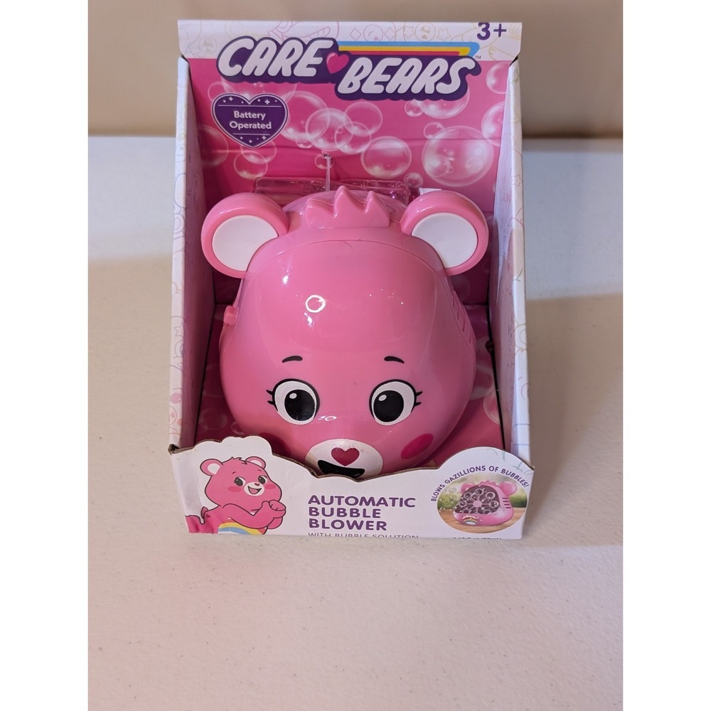 Care Bears Automatic‎ Bubble Blower Pink Bear Battery Operated Toy w/ Solution